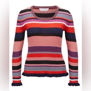 Hugo Boss Fallegria Striped Ribbed Knit Pullover XS